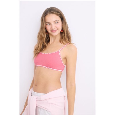 Sujetador top algodón copas extraíbles rosa