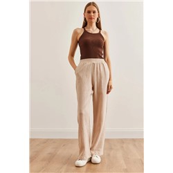 Olalook, Kadın Vizon Beli Lastikli Cepli Müslin Pantolon PNT-19000279