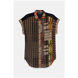 Camisa manga corta cenefa africana