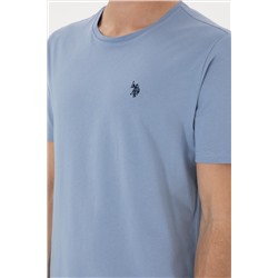 Erkek Regular Fit Bisiklet Yaka Mavi Basic Tişört