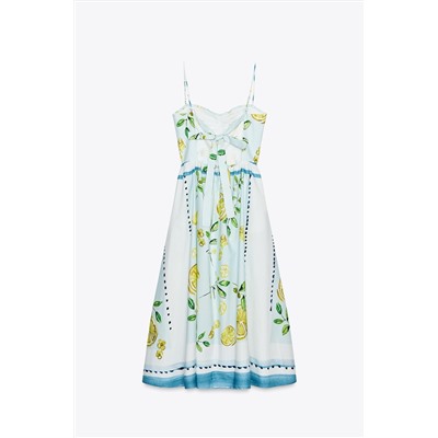 LEMON PRINT POPLIN DRESS
