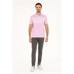 Erkek Regular Fit Polo Yaka Pembe Tişört