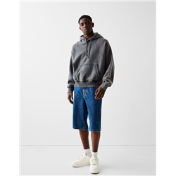 Faded-effect boxy fit hoodie