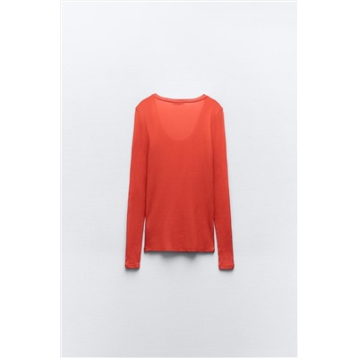 SEMI-SHEER MICRO-RIBBED TOP