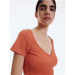 Crop Top aus Rippstrickjersey