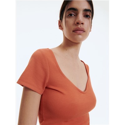 Crop Top aus Rippstrickjersey