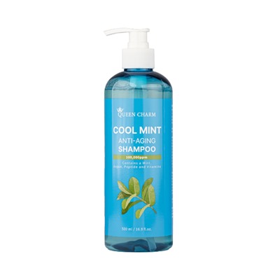 [QUEENCHARM] Шампунь для волос 10% ЭКСТРАКТ МЯТЫ освежающий Cool Mint Anti-Aging Shampoo, 500 мл