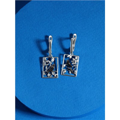 Серьги из серебра родированные 925 пробы С-3385-Р