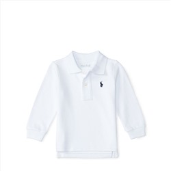 COTTON MESH LONG-SLEEVE POLO