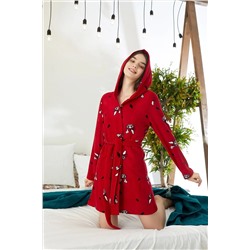 Siyah İnci Kapişonlu Polar Sabahlık 22277318