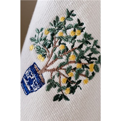 Citronnier %100 Pamuk Mutfak Havlu Seti - Beyaz/Mavi
