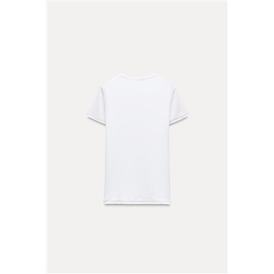 T-SHIRT WITH CONTRASTING RIBBED TRIMS