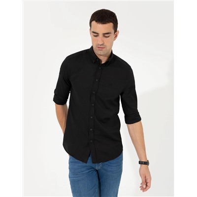 Siyah Slim Fit Oxford Gömlek