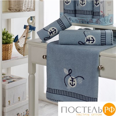 10904 Комп. Пол. JUANNA махр. в короб. (50*90/2)(70*140/1) 3 шт.CAPA голубой