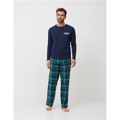 Long Sleeved Pyjamas T-Shirt, Men, Dark Blue