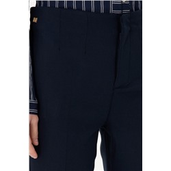 Kadın Lacivert Carrot High Waist Fit Kanvas Pantolon