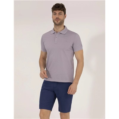 Lila Slim Fit Polo Yaka Merserize Tişört