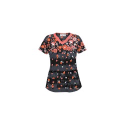 UA Artisan Flower Pewter Scrub Top