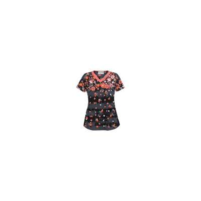 UA Artisan Flower Pewter Scrub Top