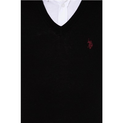 Erkek Siyah V - Yaka Basic Triko Kazak