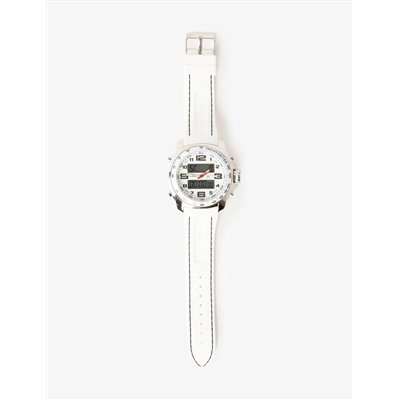 MEN'S WHITE STRAP ANA DIGI SPORTS WATCH
