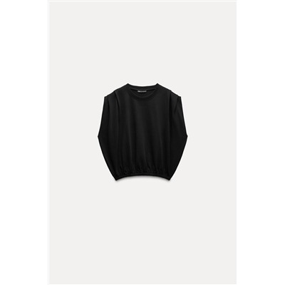 PLEATED COTTON T-SHIRT
