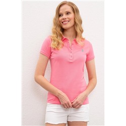 Kadın Pembe Basic Polo Yaka Tişört