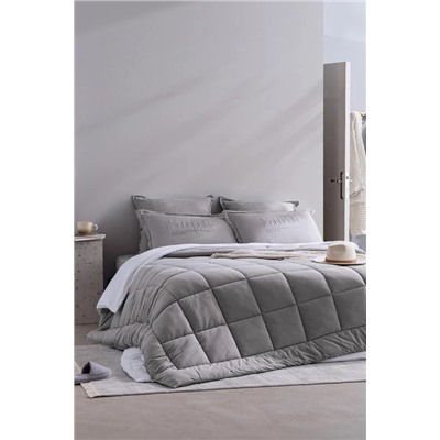 Bobigny Tek Kişilik Pamuklu SuperSoft Comforter Set - Açık Gri