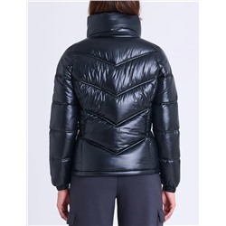 SHINY CHEVRON QUILTED PUFFER JACKET