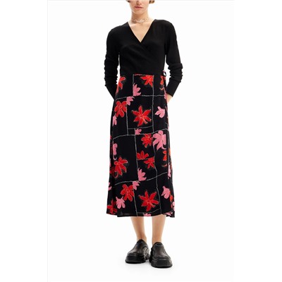 Vestido midi cruzado flores