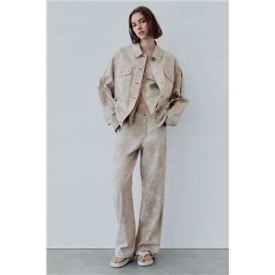 CAZADORA CON LINO OVERSIZE ESTAMPADA