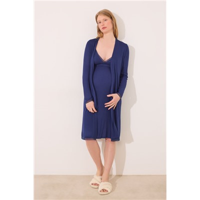 Bata midi "maternity" soft touch azul