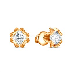Серьги из золочёного серебра с фианитами п6-584з200
