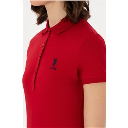Kadın Kırmızı Basic Polo Yaka Tişört