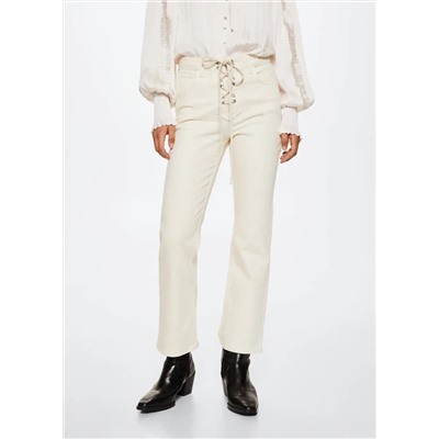 Jeans rectos cordón -  Mujer | MANGO OUTLET España