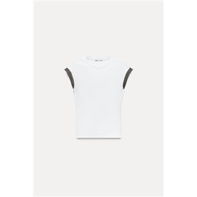 T-SHIRT EMBELLISHED WITH RHINESTONES