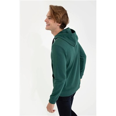 Erkek Yeşil Kapüşonlu Sweatshirt