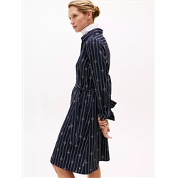 Rope Print Belted Midi Shirtdress