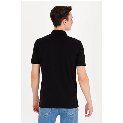 Erkek Siyah Basic Polo Yaka Tişört
