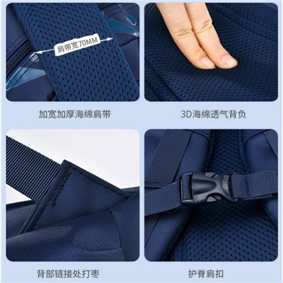 Рюкзак школьный Водонепроницаемый, дышащие лямки, легкий, прочная фурнитура Повторяет изгиб позвоночника, равномерно распределяет вес