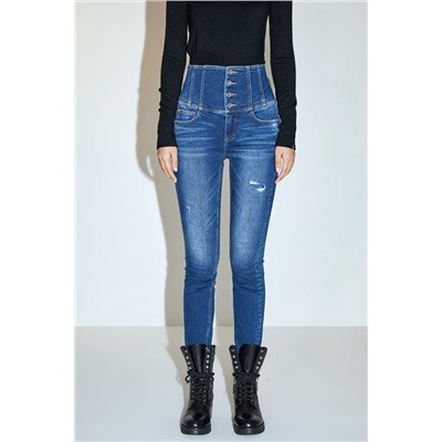 Vaquero skinny fit de tiro alto Azul