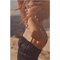 FLOWING MIDI DRESS WITH ELASTICATED DETAIL