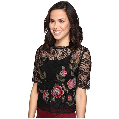 Short Sleeve Embroidery Lace Top