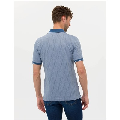 Koyu Mavi Regular Fit Baskılı Polo Yaka Tişört