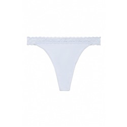Tanga tira microfibra y encaje azul