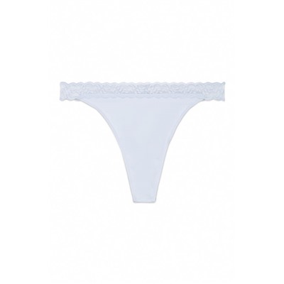 Tanga tira microfibra y encaje azul