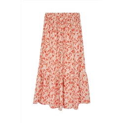 Falda midi Beige