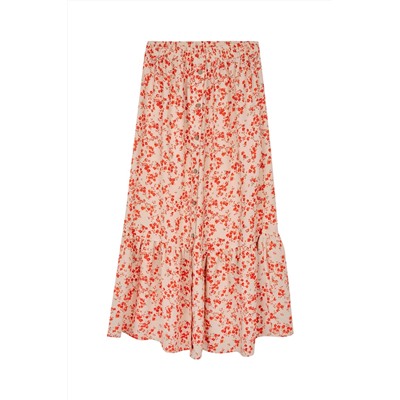 Falda midi Beige