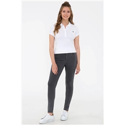 Kadın Beyaz Basic Polo Yaka Tişört