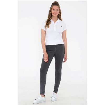 Kadın Beyaz Basic Polo Yaka Tişört